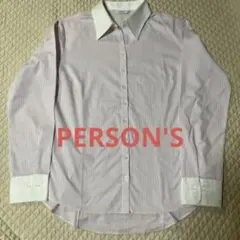 PERSON'S 長袖 ストライプシャツ クレリックカラー　13号のサムネイル