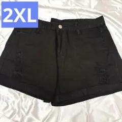 レディース デニム ショートパンツ ショート丈 可愛い ダメージデニム BK