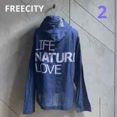 FREE CITY 春夏 シャツ素材 フード付き トップス インディゴ Mのサムネイル