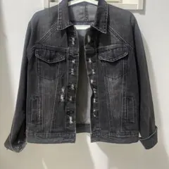 ダメージ加工 ダークグレー デニムジャケット
