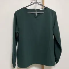 GLACIER ダークグリーン Vネック長袖シャツ M