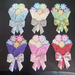 現品限り!!✩.*˚大きめクラフトパンチカラフルレースペーパー花束6枚✩.*˚