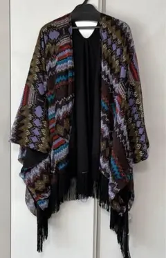 【ムルーア】ポンチョ　幾何学　模様　フェス　キャンプ　羽織　カーディガン　新品