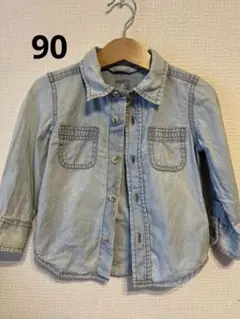 値下げ　babyGap ベビーギャップ　90 デニム風　シャツ　ブルー
