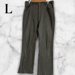 「即日発送」L ワイド　メンズグレー ストレートレッグパンツ フロントボタン付き