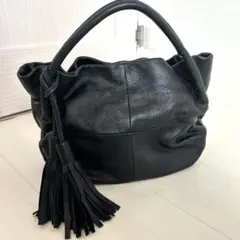 TRES トレ 本革 タッセル ショルダー バッグ ハンドバッグ 黒 y2kのサムネイル