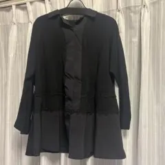 TOKUKOレース切り替えデザイン 長袖シャツ ブラックのサムネイル