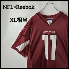 ゲームシャツ　半袖tシャツ　赤レッド　リーボック　NFL サッカーアメフト　古着