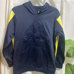 adidas フード付きパーカー ネイビー/イエロー