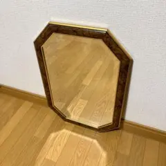 ビンテージ 8角ウォールミラー ミラー 鏡 壁掛け ねもく アンティーク 根杢
