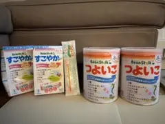 つよいこ 粉ミルク 800g 2缶、スティック1本、すこやかM1スティック 2箱のサムネイル