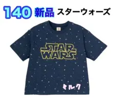 140⭐️新品⭐️スターウォーズ　Tシャツ ロゴ　ネイビー　紺　男の子のサムネイル