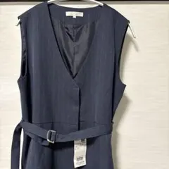 【新品未使用タグ付き】grove ロングジレ　ベスト　ネイビーグレー　L