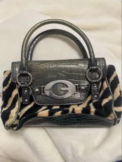 GUESS ハンドバッグ (クロコ型押し×レオパード柄)