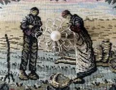 洋銀　パール真珠　ブローチ　花モチーフ