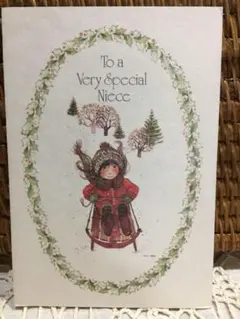 C15ヴィンテージUSA未使用グリーティングクリスマスカードホーリーホビー