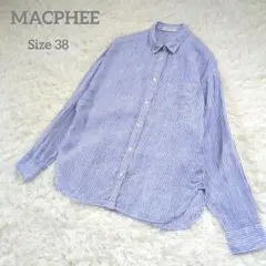 MACPHEE マカフィー リネンレギュラーシャツ ブルーストライプ 36 