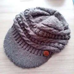 グレー 編み込みキャスケット サイズ56-59cm