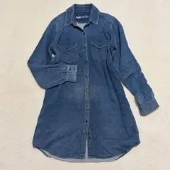 GAP◇デニムシャツワンピース 金ボタン ノームコア カジュアル ストリート Mのサムネイル