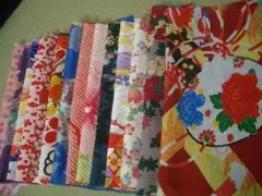 可愛い古典柄2-⑦アンティーク女児子供着物生地はぎれ14枚錦紗縮緬吊るし雛材料