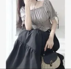 mily biletマルチWAYドッキングティアードワンピースグレー/ブラック