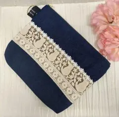 インド刺繍リボン ねこ柄 通帳入れ 母子手帳ケース　お薬手帳入れ ハンドメイド