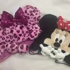 ヒョウ柄ファンキャップピンク2025ミニーファンキャップ