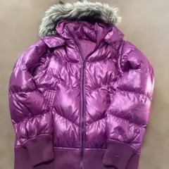 ユニクロ　パープル プレミアムダウンジャケット ファー付き　y2k Lサイズ