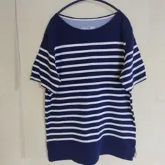 レディース ボーダー 半袖Tシャツ ネイビー 綿100％
