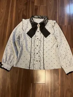 夢展望 レース重ねハートドットフリルブラウス