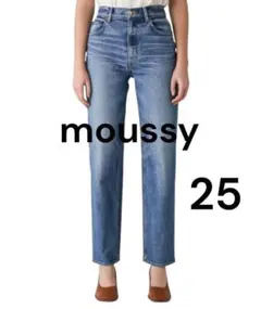 MOUSSY PLAIN JEANS STRAIGHT 25 ブルー　デニム
