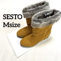 【新品同様】SESTO / マスタード色ファー付きムートンブーツ / M