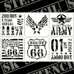ステンシルシート　【S-206】 ミリタリー　アーミー ルート66