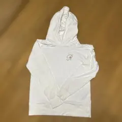 ホワイト フード付きパーカー 刺繍ロゴ（R）