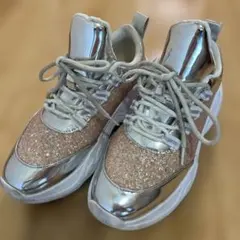 シルバー/ピンク グリッター スニーカーS