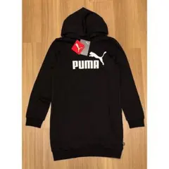 新品　PUMA プーマ ガールズ ESS ロゴ フーディ　ワンピース　黒　150