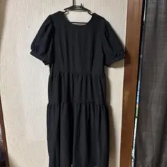 Dazy パフスリーブ ティアードワンピース ブラック XXL