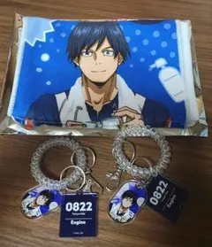 極楽湯　ヒロアカ　ロッカーキー風キーホルダー　タオル　飯田天哉