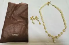 AIMER パール フラワーモチーフ ネックレス イヤリングセット 結婚式