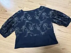 Kastane 花柄刺繍 半袖ブラウス ブラック Fサイズのサムネイル