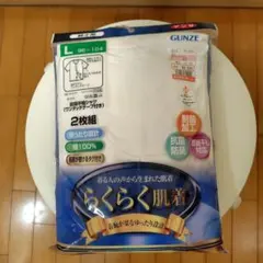 GUNZE らくらく肌着 男性Lサイズ 半袖 前開ワンタッチテープ 2枚組B
