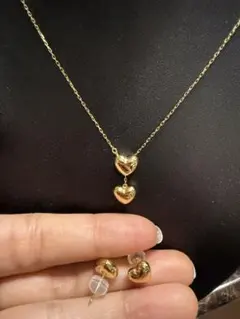 18金ハート型ネックレスとピアスセット7mm 3月15日まで