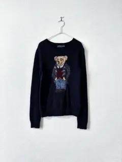 【ポロラルフローレン】ニット　長袖　ポロベア　ダッフルコート　ネイビー