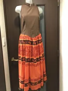 美品訳あり.フラドレス.発表会用.バスト52cm.オレンジ&茶色