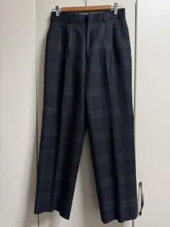 古着 ブラックウォッチ スラックス タック パンツ チェック グリーン