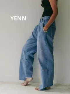 YENN(イエン) ハイウエスト タックワイドデニムパンツ