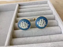 【WEDGWOOD】ヴィンテージ　ジャスパー　船モチーフ　カフスリンクスのサムネイル