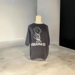 【GU】スヌーピーPEANUTS チャーリーブラウン Tシャツ M グレー