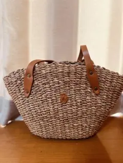 CLEDRAN かごバッグ ネイビー ドット