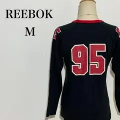 リーボック クラシック 長袖Tシャツ 95プリント ブラック×レッド Mサイズ